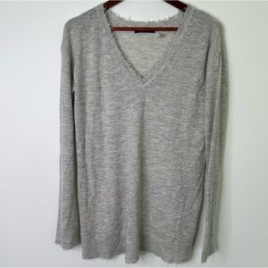 Brazeau Tricot 100% Cashmere Grey V-Neck Sweater Size 2/Small